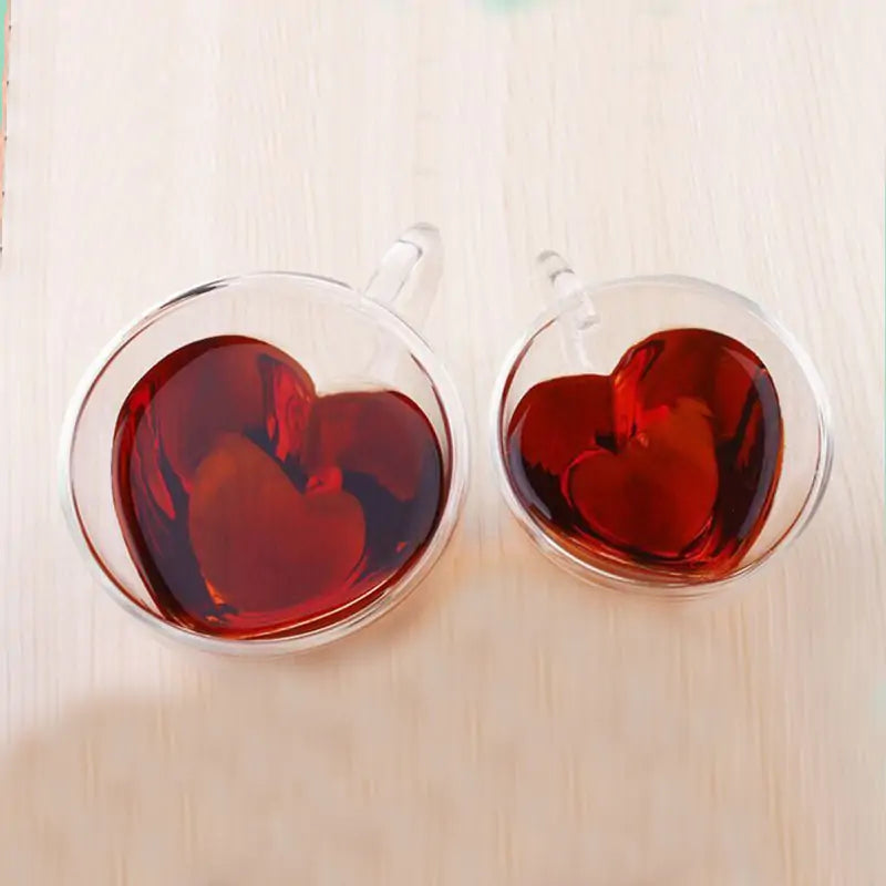 Double Wall Heart Glass Cup