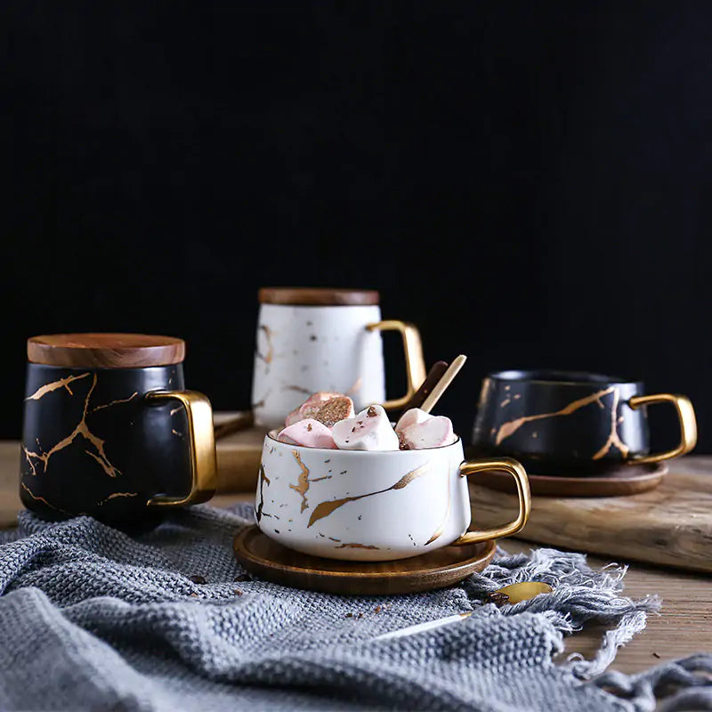 Coffee Mugs Marble Gold Inlay